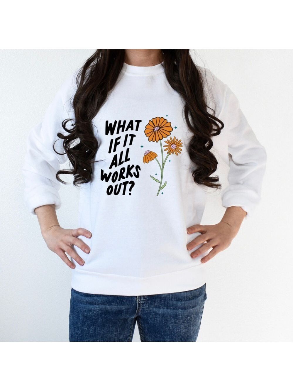 What if it all works out mental health crewneck sweatshirt oversized large - Picture 4 of 11